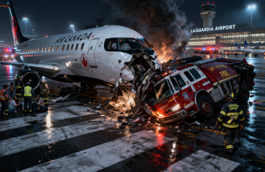 ला गार्डिया रनवेमा विमान दुर्घटना, दुईको  मृत्यु, ४२ यात्रु घाइते